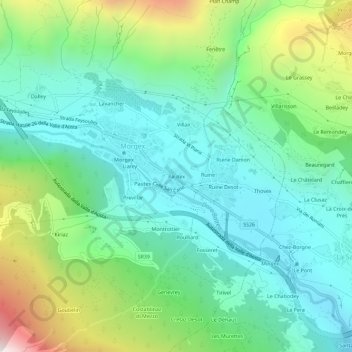 Topografische Karte Pautex, Höhe, Relief
