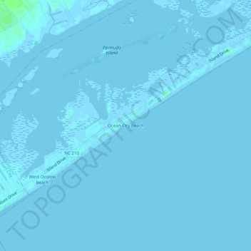 Topografische Karte Ocean City Beach, Höhe, Relief