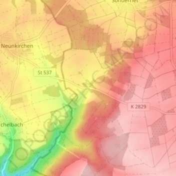Topografische Karte Tiefental, Höhe, Relief