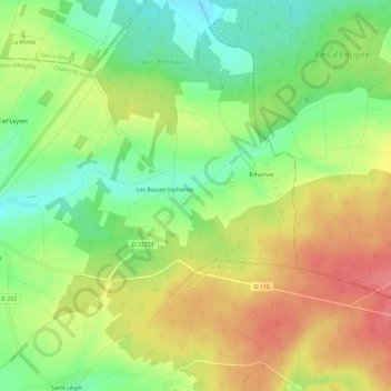 Topografische Karte Les Hautes Vacheries, Höhe, Relief