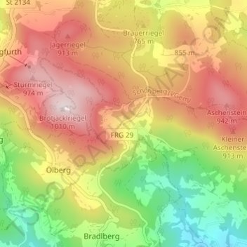 Topografische Karte Daxstein, Höhe, Relief