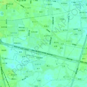 Topografische Karte 京川村, Höhe, Relief