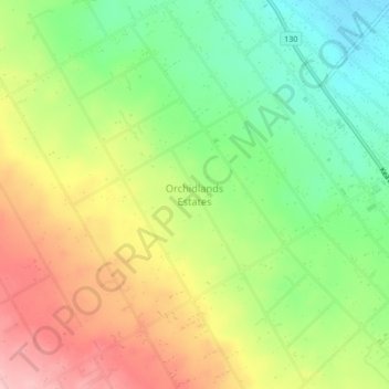 Topografische Karte Orchidlands Estates, Höhe, Relief