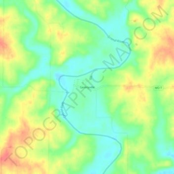 Topografische Karte Gentryville, Höhe, Relief