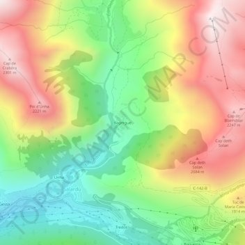 Topografische Karte Bagerque, Höhe, Relief