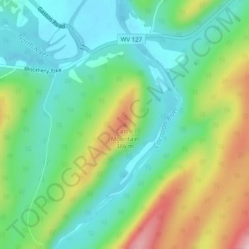Topografische Karte Castle Mountain, Höhe, Relief
