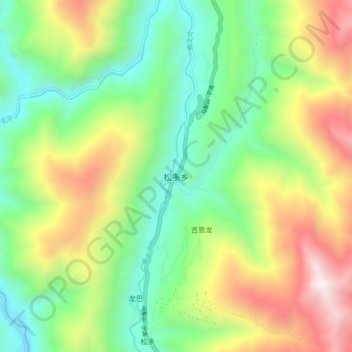 Topografische Karte 松多乡, Höhe, Relief