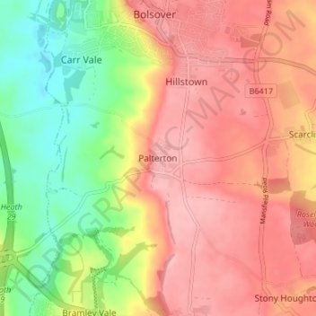 Topografische Karte Palterton, Höhe, Relief