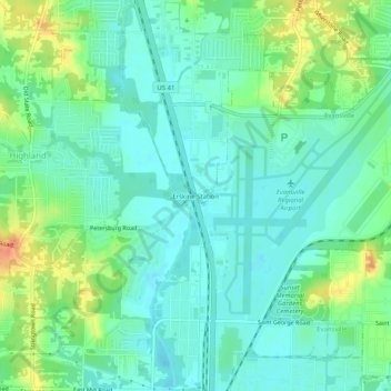 Topografische Karte Erskine Station, Höhe, Relief