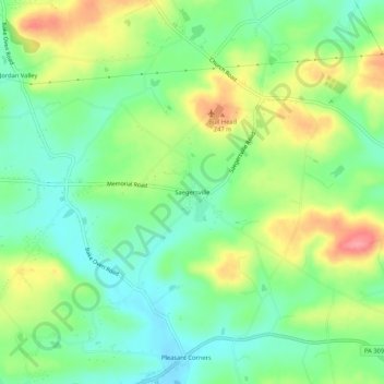 Topografische Karte Saegersville, Höhe, Relief