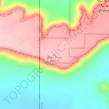 Topografische Karte Black Mesa, Höhe, Relief