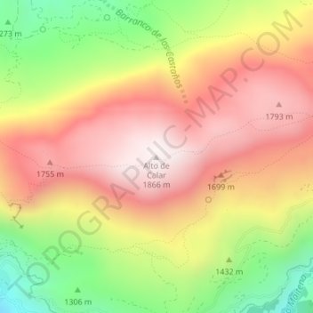 Topografische Karte Alto de Calar, Höhe, Relief