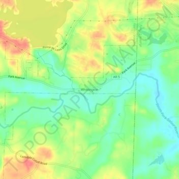 Topografische Karte Whittington, Höhe, Relief