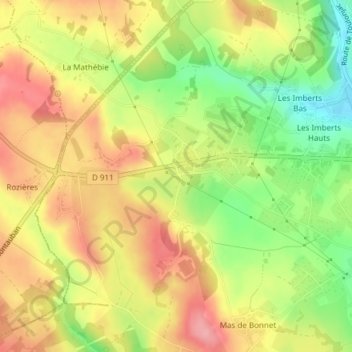 Topografische Karte Girou, Höhe, Relief