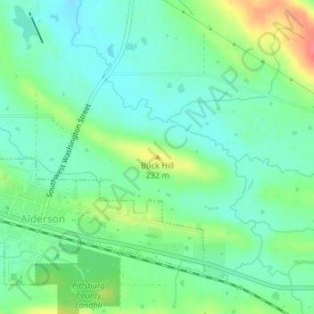 Topografische Karte Buck Hill, Höhe, Relief