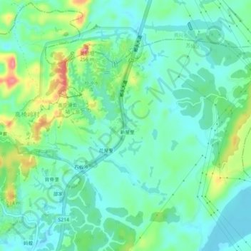 Topografische Karte 杨冲, Höhe, Relief