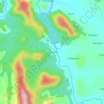 Topografische Karte Vangasara, Höhe, Relief