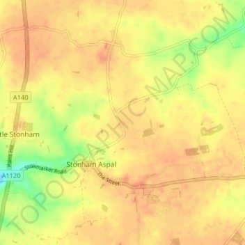 Topografische Karte Mill Green, Höhe, Relief