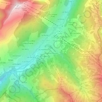 Topografische Karte Les Putays, Höhe, Relief