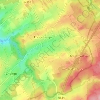 Topografische Karte Withimont, Höhe, Relief