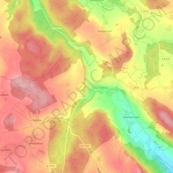 Topografische Karte Rickertsreute, Höhe, Relief