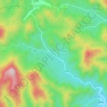 Topografische Karte 白杨村, Höhe, Relief