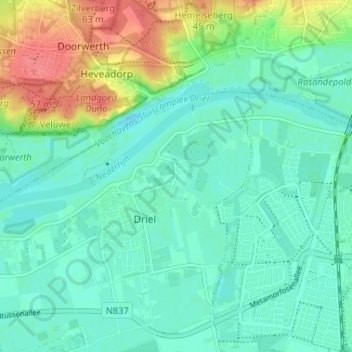 Topografische Karte Leedjes, Höhe, Relief