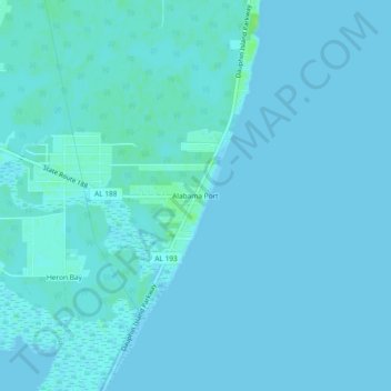 Topografische Karte Alabama Port, Höhe, Relief