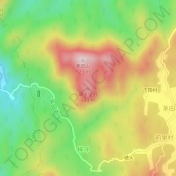 Topografische Karte 犀牛望月, Höhe, Relief