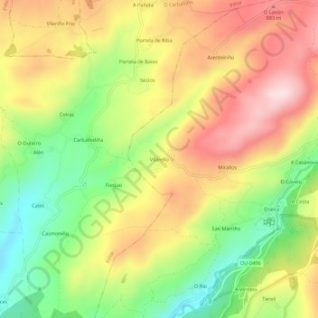 Topografische Karte Vilarello, Höhe, Relief
