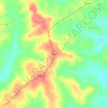 Topografische Karte Josie, Höhe, Relief