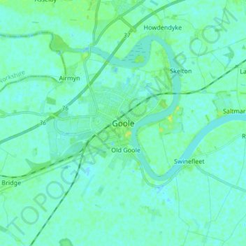 Topografische Karte Goole, Höhe, Relief