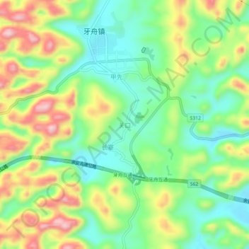 Topografische Karte 关口, Höhe, Relief