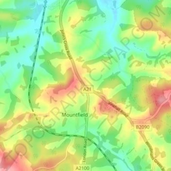 Topografische Karte John's Cross, Höhe, Relief