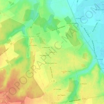 Topografische Karte Pételoup, Höhe, Relief