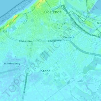 Topografische Karte Nieuwe Stad, Höhe, Relief