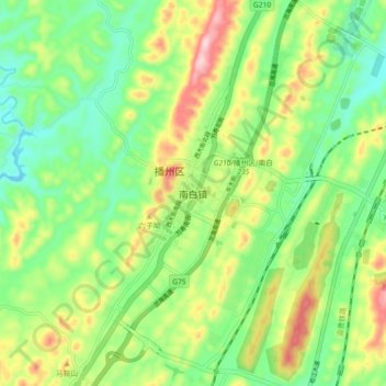 Topografische Karte 南白镇, Höhe, Relief