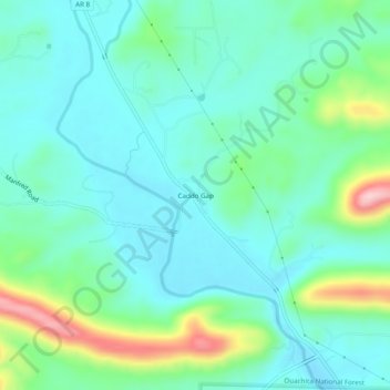 Topografische Karte Caddo Gap, Höhe, Relief