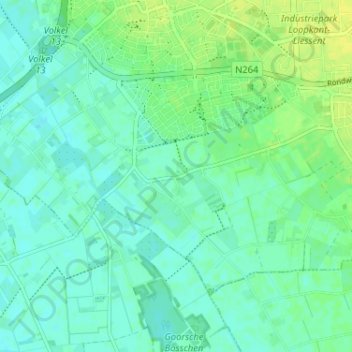 Topografische Karte Kooldert, Höhe, Relief
