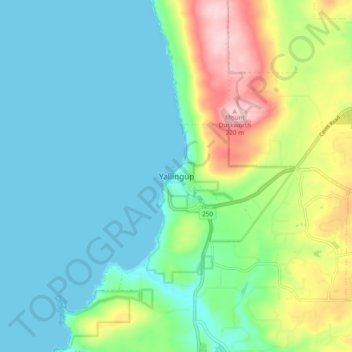 Topografische Karte Yallingup, Höhe, Relief
