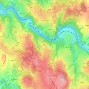 Topografische Karte Epied, Höhe, Relief
