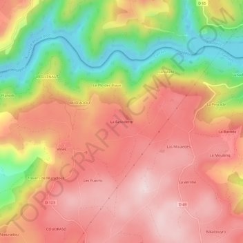 Topografische Karte La Bastidette, Höhe, Relief