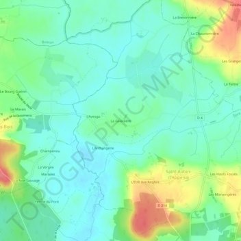 Topografische Karte La Galaisière, Höhe, Relief