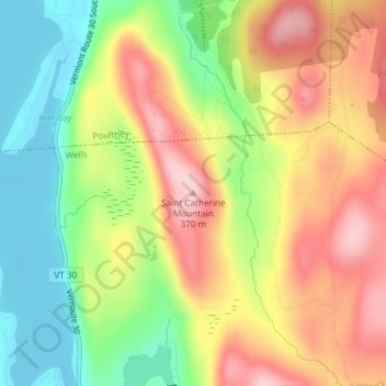 Topografische Karte Saint Catherine Mountain, Höhe, Relief