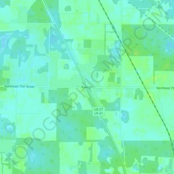 Topografische Karte Raleigh, Höhe, Relief