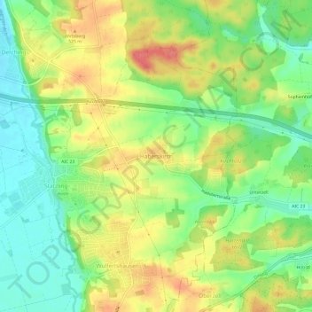 Topografische Karte Haberskirch, Höhe, Relief