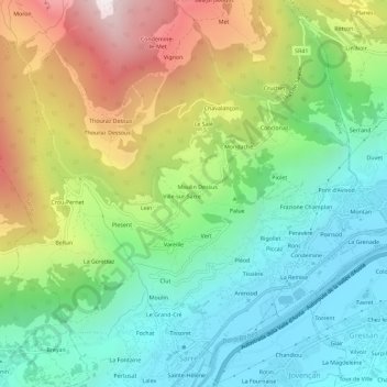 Topografische Karte Remondet, Höhe, Relief
