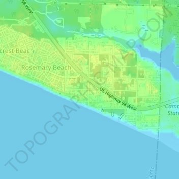 Topografische Karte Inlet Beach, Höhe, Relief