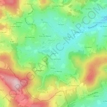 Topografische Karte Le Bief, Höhe, Relief