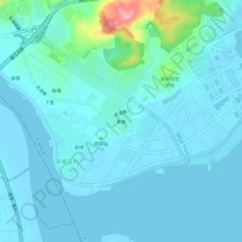 Topografische Karte 東梅, Höhe, Relief